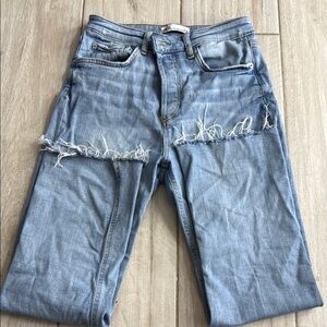Zara Blue Relaxed Jeans with Distressed Details